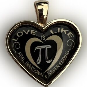 ⭐️NEW Teacher Pi Heart Math Love Pendant Gold Tone Necklace Jewelry Accessory